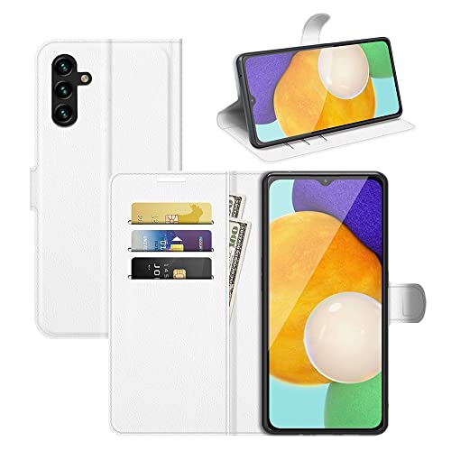 BOCTECH Hülle für Samsung Galaxy A04S, Handyhülle PU Leder Klappbar Schutzhülle Klapphülle mit Ständer, Kartenfach, Magnetschnalle Stoßfest Flip Cover Case Tasche für Samsung Galaxy A04S, Weiß von BOCTECH