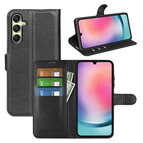 BOCTECH Hülle für Samsung Galaxy A16 5G, Handyhülle PU Leder Klappbar Schutzhülle Klapphülle mit Ständer, Kartenfach, Magnetschnalle Stoßfest Flip Cover Case Tasche für Samsung A16 5G, Schwarz von BOCTECH