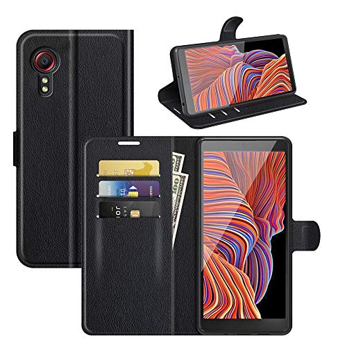 BOCTECH Hülle für Samsung Galaxy XCover 5, Handyhülle PU Leder Klappbar Schutzhülle Klapphülle mit Ständer, Kartenfach, Magnetschnalle Stoßfest Flip Cover Case Tasche für Galaxy XCover 5, Schwarz von BOCTECH