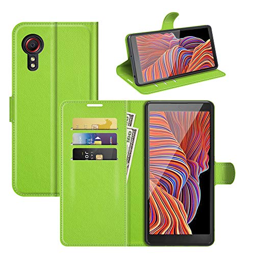 BOCTECH Hülle für Samsung Galaxy XCover 5, Handyhülle PU Leder Klappbar Schutzhülle Klapphülle mit Ständer, Kartenfach, Magnetschnalle Stoßfest Flip Cover Case Tasche für Galaxy XCover 5, Grün von BOCTECH