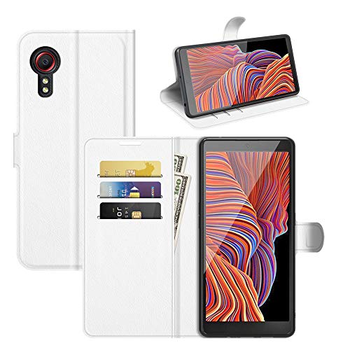 BOCTECH Hülle für Samsung Galaxy XCover 5, Handyhülle PU Leder Klappbar Schutzhülle Klapphülle mit Ständer, Kartenfach, Magnetschnalle Stoßfest Flip Cover Case Tasche für Galaxy XCover 5, Weiß von BOCTECH