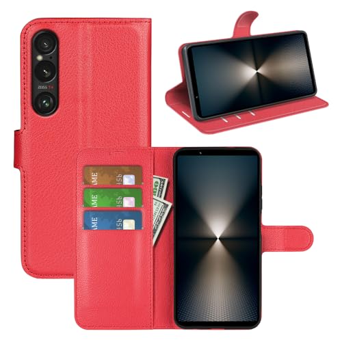BOCTECH Hülle für Sony Xperia 1 VII / PDX256, Handyhülle PU Leder Klappbar Schutzhülle Klapphülle mit Ständer, Kartenfach, Magnetschnalle Stoßfest Flip Cover Case Tasche, Rot BOCTECH Hülle für Sony Xperia 1 VII / PDX256, Handyhülle PU Leder Klappbar Schutzhülle Klapphülle mit Ständer, Kartenfach, Magnetschnalle Stoßfest Flip Cover Case Tasche, Rot von BOCTECH