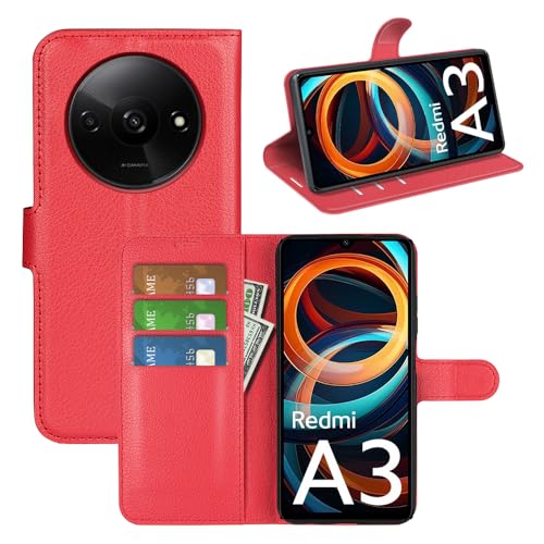 BOCTECH Hülle für Xiaomi Redmi A3, Handyhülle PU Leder Klappbar Schutzhülle Klapphülle mit Ständer, Kartenfach, Magnetschnalle Stoßfest Flip Cover Case Tasche für Xiaomi Redmi A3, Rot BOCTECH Hülle für Xiaomi Redmi A3, Handyhülle PU Leder Klappbar Schutzhülle Klapphülle mit Ständer, Kartenfach, Magnetschnalle Stoßfest Flip Cover Case Tasche für Xiaomi Redmi A3, Rot von BOCTECH