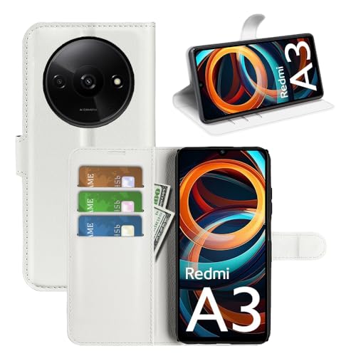 BOCTECH Hülle für Xiaomi Redmi A3, Handyhülle PU Leder Klappbar Schutzhülle Klapphülle mit Ständer, Kartenfach, Magnetschnalle Stoßfest Flip Cover Case Tasche für Xiaomi Redmi A3, Weiß BOCTECH Hülle für Xiaomi Redmi A3, Handyhülle PU Leder Klappbar Schutzhülle Klapphülle mit Ständer, Kartenfach, Magnetschnalle Stoßfest Flip Cover Case Tasche für Xiaomi Redmi A3, Weiß von BOCTECH