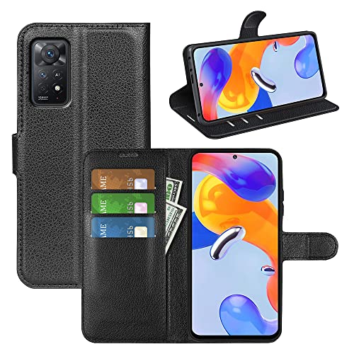 BOCTECH Hülle für Xiaomi Redmi Note 12 Pro 4G / Note 11 Pro 5G, Handyhülle PU Leder Klappbar Schutzhülle Klapphülle mit Ständer, Kartenfach, Magnetschnalle Stoßfest Flip Cover Case Tasche, Schwarz von BOCTECH