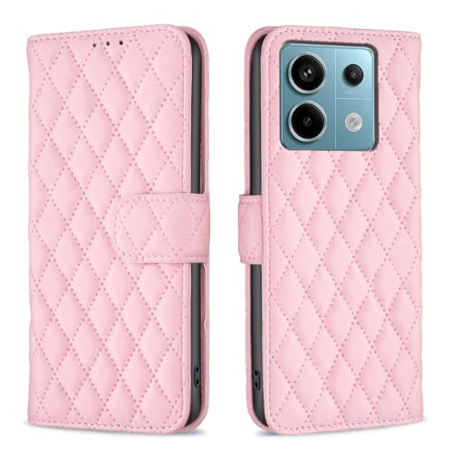 BOCTECH Hülle für Xiaomi Redmi Note 13 Pro 5G / Poco X6 5G, Handyhülle Leder Schutzhülle Klappbar mit Kartenfach, Magnetschnalle und Silikon Case Stoßfest Flip Cover Tasche Klapphülle, Rosa von BOCTECH