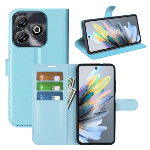 BOCTECH Hülle für ZTE Blade A75 4G, Handyhülle PU Leder Klappbar Schutzhülle Klapphülle mit Ständer, Kartenfach, Magnetschnalle Stoßfest Flip Cover Case Tasche für ZTE Blade A75 4G, Blau von BOCTECH