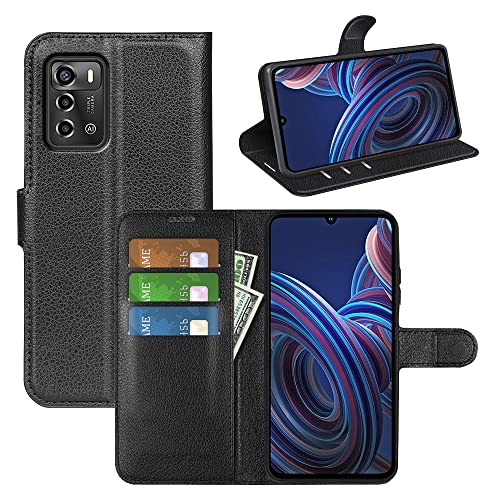 BOCTECH Hülle für ZTE Blade V40 Vita/ZTE Blade A72 4G, Handyhülle PU Leder Klappbar Schutzhülle Klapphülle mit Ständer, Kartenfach, Magnetschnalle Stoßfest Flip Cover Case Tasche, Schwarz von BOCTECH