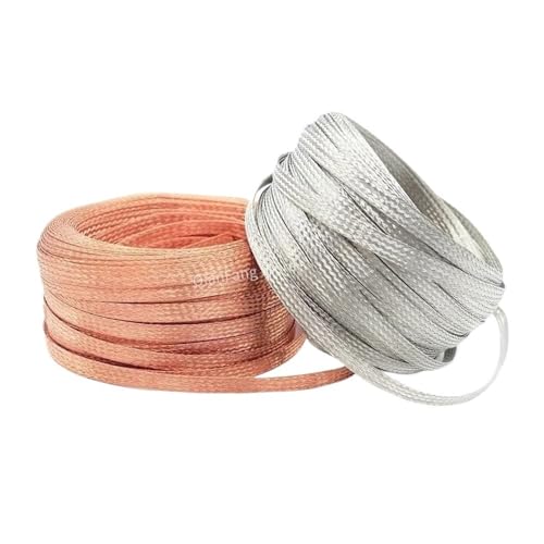 BODOBTF 4 mm verzinntes Kupfer, geflochtene Hülse, Metallmantel, Anti-Interferenz-Abschirmung, Audio-Lautsprecher, Drahtwickel, Signalkabel, Abschirmung (verzinntes Kupfer, Breite 4 mm x 1 m) von BODOBTF