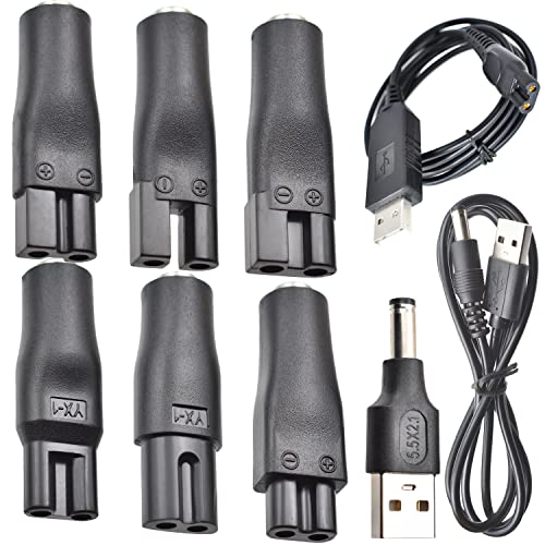 9 Stück 5V Rasierer Ladegerät USB Netzkabel Adapter Set für eine Vielzahl von elektrischen Haarschneidern, Rasierern, Pflegegeräten, Luftreinigern und Anderen HQ8505 Ladekabeln von BOEEA