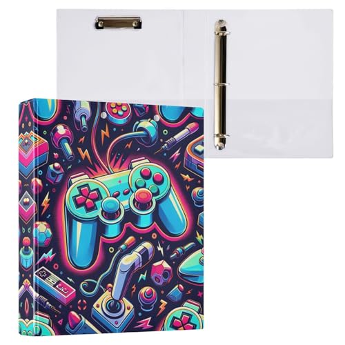 3-Ringbuch, heller Spiel-Joystick, 3,8 cm, runder Ringbuch, Sichtbuch mit 200 Blatt, für Kinder, Schulbedarf, Damen, Herren, Büro, 1 Packung von BOENLE