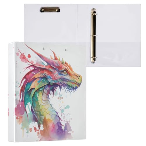 Ringbuch mit 3 Ringen, Aquarell-Drache, 3,8 cm, rund, Sichtbuch mit 200 Blatt, für Kinder, Schulbedarf, Damen, Herren, Büro, 1 Stück Ringbuch mit 3 Ringen, Aquarell-Drache, 3,8 cm, rund, Sichtbuch mit 200 Blatt, für Kinder, Schulbedarf, Damen, Herren, Büro, 1 Stück von BOENLE