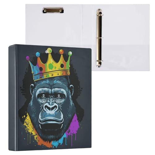 Ringbuch mit 3 Ringen, Gorilla mit Krone, 3,8 cm, rund, Sichtbuch mit 200 Blatt, für Kinder, Schulbedarf, Damen, Herren, Büro, 1 Stück Ringbuch mit 3 Ringen, Gorilla mit Krone, 3,8 cm, rund, Sichtbuch mit 200 Blatt, für Kinder, Schulbedarf, Damen, Herren, Büro, 1 Stück von BOENLE