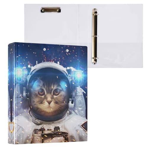 Ringbuch mit 3 Ringen, Katze, Weltraum, Astronaut, 3,8 cm, rund, Sichtbuch mit 200 Blatt, für Kinder, Schulbedarf, Damen, Herren, Büro, 1 Packung Ringbuch mit 3 Ringen, Katze, Weltraum, Astronaut, 3,8 cm, rund, Sichtbuch mit 200 Blatt, für Kinder, Schulbedarf, Damen, Herren, Büro, 1 Packung von BOENLE