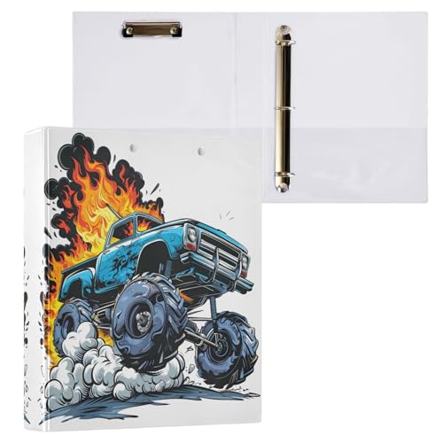 Ringbuch mit 3 Ringen, Monster-Truck, Feuer, 3,8 cm, rund, Sichtbuch mit 200 Blatt, für Kinder, Schulbedarf, Damen, Herren, Büro, 1 Packung Ringbuch mit 3 Ringen, Monster-Truck, Feuer, 3,8 cm, rund, Sichtbuch mit 200 Blatt, für Kinder, Schulbedarf, Damen, Herren, Büro, 1 Packung von BOENLE