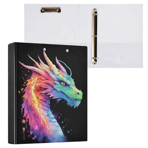 Ringbuch mit 3 Ringen, Motiv: Blitzdrache, Aquarell, 3,8 cm, rund, Sichtbuch mit 200 Blatt, für Kinder, Schulbedarf, Damen, Herren, Büro, 1 Stück Ringbuch mit 3 Ringen, Motiv: Blitzdrache, Aquarell, 3,8 cm, rund, Sichtbuch mit 200 Blatt, für Kinder, Schulbedarf, Damen, Herren, Büro, 1 Stück von BOENLE