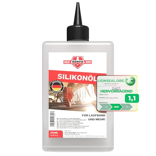 BÖRFH Silikonöl 250ML - 100% reines Silikonöl für Laufband und Sportgeräte, Ungiftig, Ideal für Haushalt und Künstler, Laufbandöl, Silikonöl Perfekt für Acrylpouring und Sportgerätepflege von BÖRFH