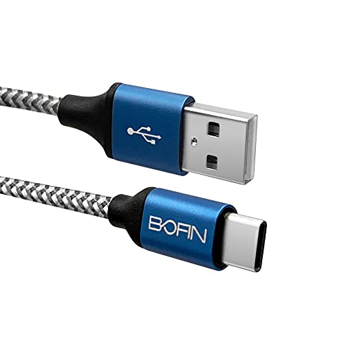 BOFIN, USB C Kabel auf USB A, 2 m doppelt geflochtenes Nylon Typ C Ladekabel für Samsung Galaxy S8 S8+ S9 S9+, HTC 10, Sony XZ, LG V20 G5 G6, Xiaomi 5 von BOFIN