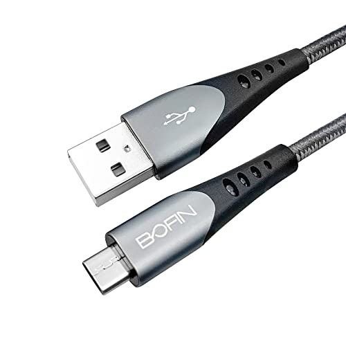BOFIN Micro USB auf USB A Kabel 2M Android Kabel Nylon Geflochtenes USB Kabel Schnelles USB Ladekabel Kompatibel mit Samsung HTC, Huawei, Sony, Nexus, Nokia, PS4 Controller und mehr von BOFIN