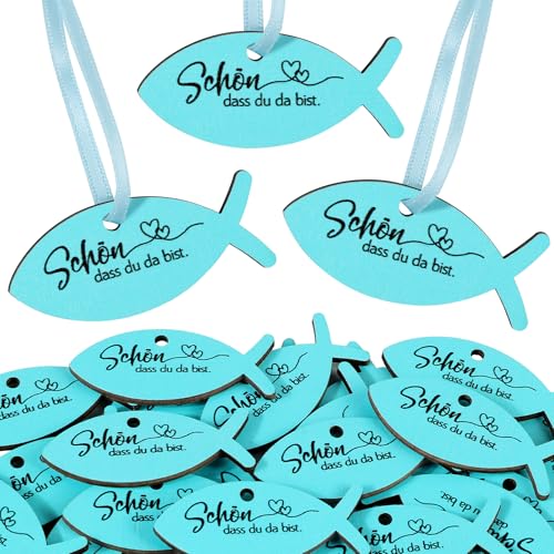 BOFUNX 30 Stücke Holz Geschenkanhänger Schön Dass Du Da Bist Holzanhänger Blau Fischform Geschenk Etiketten Anhänger für Kommunion Konfirmation Taufe Gastgeschenke BOFUNX 30 Stücke Holz Geschenkanhänger Schön Dass Du Da Bist Holzanhänger Blau Fischform Geschenk Etiketten Anhänger für Kommunion Konfirmation Taufe Gastgeschenke von BOFUNX