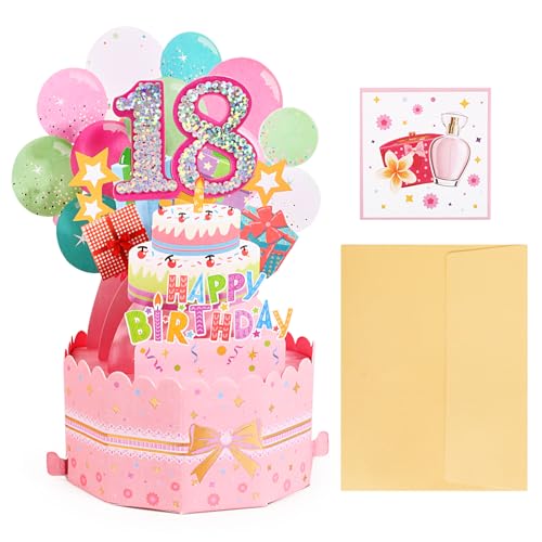 BOFUNX Geburtstag Karte zum 18. Geburtstag Pop up 3D Happy Birthday Grußkarte Geburtstagskarte Kreative Geburtstagsgeschenk für Familie und Freunden von BOFUNX