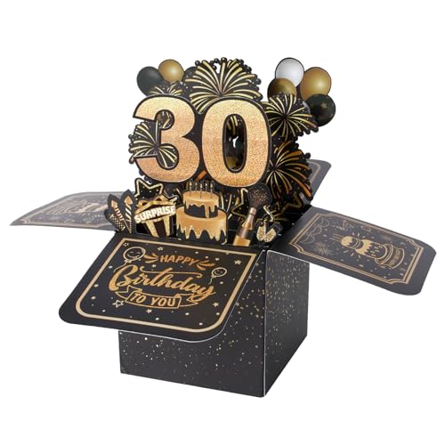 BOFUNX Geburtstag Karte zum 30. Geburtstag Pop up 3D Happy Birthday Grußkarte Geburtstagskarte Kreative Geburtstagsgeschenk für Familie und Freunden von BOFUNX