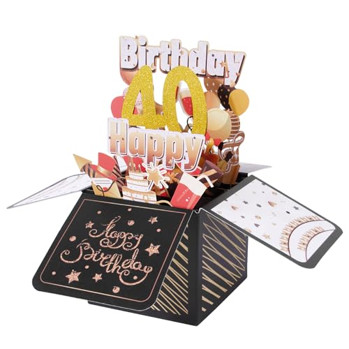 BOFUNX Geburtstag Karte zum 40. Geburtstag Pop up 3D Happy Birthday Grußkarte Geburtstagskarte Kreative Geburtstagsgeschenk für Familie und Freunden von BOFUNX