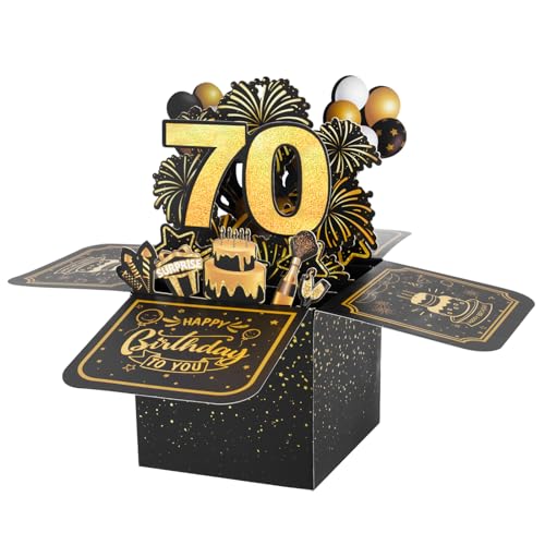 BOFUNX Geburtstag Karte zum 70. Geburtstag Pop up 3D Happy Birthday Grußkarte Geburtstagskarte Kreative Geburtstagsgeschenk für Familie und Freunden von BOFUNX