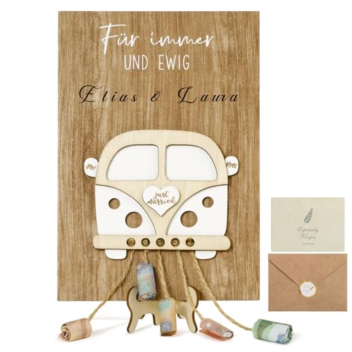 BOFUNX Geldgeschenke Hochzeit Holz Hochzeitsbus Hochzeitsgeschenke für Brautpaar 3D Hochzeitsbus Geldgeschenke Hochzeit Geldgeschenk Verpackung von BOFUNX