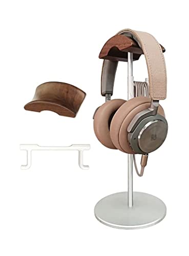 Kopfhörerhalter Kopfhörerständer Aluminiumlegierung Holzregal Desktop-Kopfhörer-Aufhänger Kopfhörer-Ausstellungsstand Spieltisch Zubehör Headset-Halter Headset Halterung Headset Ständer ( Color : Silv von BOGAZY