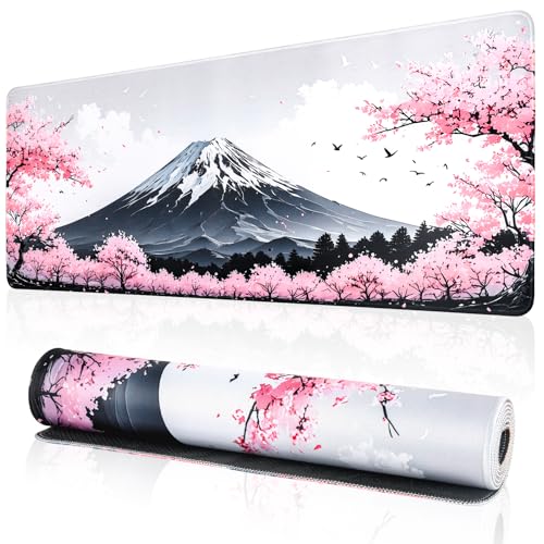 Sakura Mauspad, rutschfeste Gummiunterseite, Gaming-Mauspad, Tastaturmatte mit genähten Kanten, für Gaming und Büro, Schreibtischunterlage Sakura Mauspad, rutschfeste Gummiunterseite, Gaming-Mauspad, Tastaturmatte mit genähten Kanten, für Gaming und Büro, Schreibtischunterlage von BOHJPIS