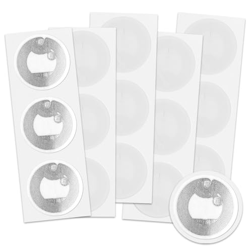 BOHUIZ 50 Stück NFC Tag Sticker, NFC Aufkleber Ntag 213 NFC Stickers Wiederbeschreibbar NFC Karten Programmierbar 144 Byte Speicher für Alle NFC-fähigen Handys und Geräte von BOHUIZ