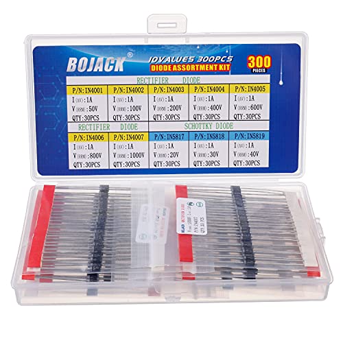 BOJACK 10 Werte 300 Stück Gleichrichterdioden 1N4001 1N4002 1N4003 1N4004 1N4005 1N4006 1N4007 Schottky-Dioden 1N5817 1N5818 1N5819 Sortiment Kit von BOJACK