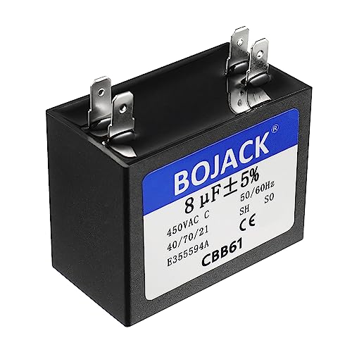 BOJACK CBB61 8uF 450V AC metallisierter Polypropylen Doppeleinsatz Folienkondensator 47x23x41mm für Deckenventilator Generator Wasserpumpe und Motor von BOJACK