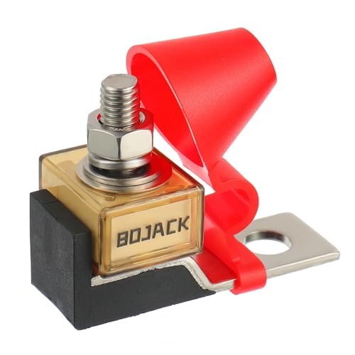 BOJACK MRBF Klemmen-Sicherungsblock- Staubdichter Einzelbolzen 5/16 Zoll (M8) mit 200A 58V Sicherung Kompakte Marine-Sicherung von BOJACK