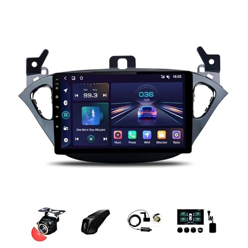 Android 13 Doppel Din 9-Zoll-HD-Touchscreen Autoradio für Opel Corsa E 2015-2019 mit Kabelloses CarPlay GPS Navigation Rückfahrkamera Lenkradsteuerung Bluetooth (Size : T1[1+16G]) von BOJONTN