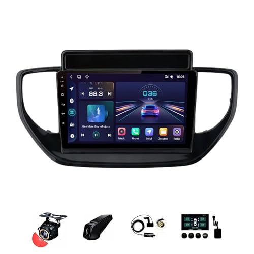 BOJONTN Android 13 Doppel Din 9-Zoll-HD-Touchscreen Autoradio für Hyundai Solaris 2 II 2020-2021 mit Kabelloses CarPlay GPS Navigation Rückfahrkamera Lenkradsteuerung Bluetooth (Size : T2[2+32G]) von BOJONTN