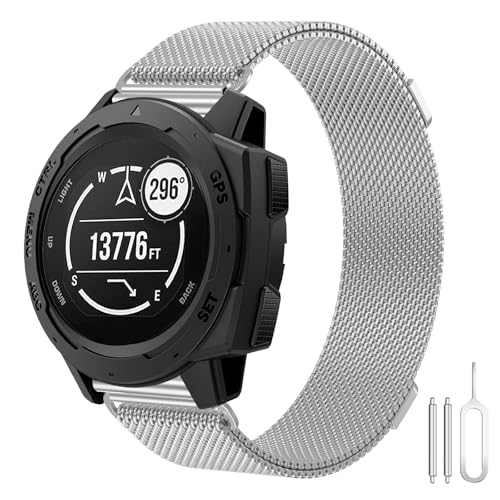 Armband für Garmin Instinct 2, 22mm Mesh Metal Edelstahlband Dual Magnetisch Replaceable Milanese Armband Kompatibel mit Garmin Instinct, Instinct Tactical, Instinct Tide, Instinct Solar von BOJYS