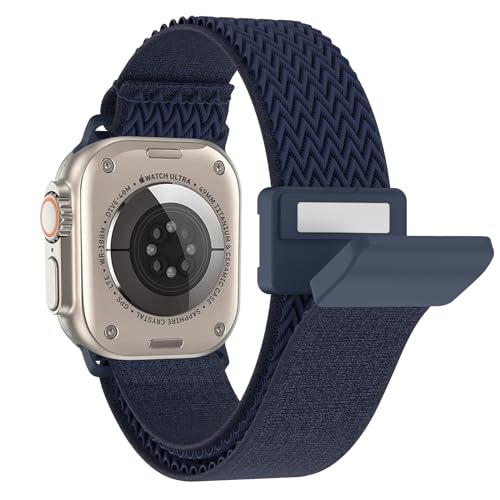 BOJYS Nylon Armband für Apple Watch 41mm 40mm 38mm, Ersatzarmband Magnetschnalle Wellenmusterung Solo Loop Nylon Sport Armband für iWatch SE Series 9 8 7 6 5 4 3 2 1 von BOJYS