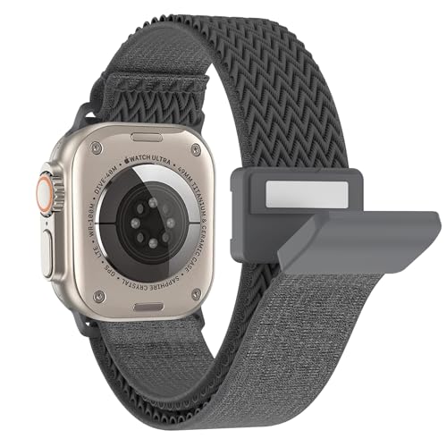 BOJYS Nylon Armband für Apple Watch 41mm 40mm 38mm, Ersatzarmband Magnetschnalle Wellenmusterung Solo Loop Nylon Sport Armband für iWatch SE Series 9 8 7 6 5 4 3 2 1 von BOJYS