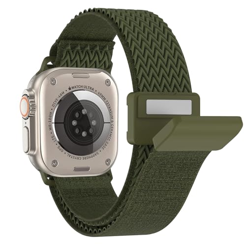 Nylon Armband für Apple Watch Ultra 2 Ultra 49mm 45mm 44mm 42mm, Ersatzarmband Magnetschnalle Wellenmusterung Solo Loop Nylon Sport Armband für iWatch Ultra 1 2 SE Series 9 8 7 6 5 4 3 2 1 von BOJYS