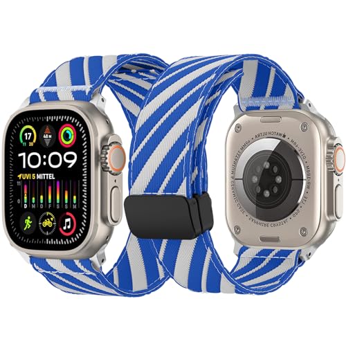 BOJYS Segeltuch Armband Kompatibel mit Apple Watch 41mm 40mm 38mm, Ersatzarmband Magnetschnalle Texti Sailcloth Nylon Sport Armband für iWatch SE Series 9 8 7 6 5 4 3 2 1 von BOJYS