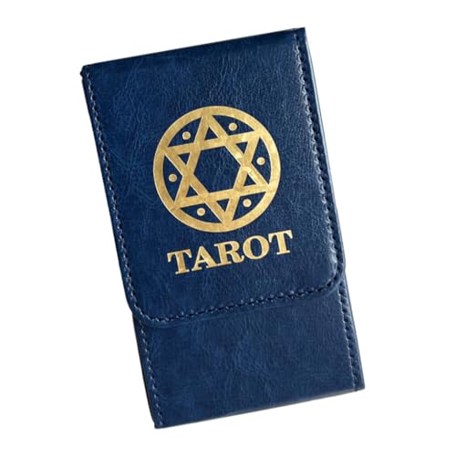 BOKIOESDE Hochleistungs PU Leder Tarot Kartenbox, tragbar und wasserdicht, für Spielkarten, Tarot Karten Aufbewahrungskoffer, Tarot Box, Blau von BOKIOESDE