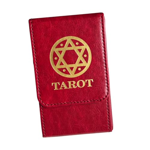 BOKIOESDE Hochleistungs PU Leder Tarot Kartenbox, tragbar und wasserdicht, für Spielkarten, Tarot Karten Aufbewahrungskoffer, Tarot Box, Rot von BOKIOESDE