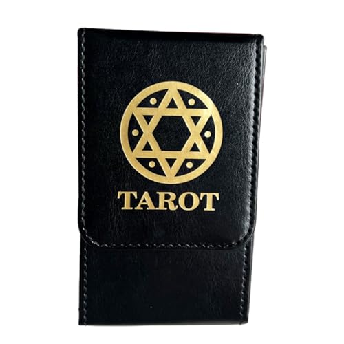 BOKIOESDE Hochleistungs PU Leder Tarot Kartenbox, tragbar und wasserdicht, für Spielkarten, Tarot Karten Aufbewahrungskoffer, Tarot Box, Schwarz von BOKIOESDE