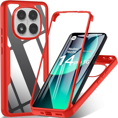 BOKYAS 360 Grad Hülle für Xiaomi Redmi Note 14 Pro 5G/14 Pro+ 5G/Poco X7 Crystal Anti-Gelb Case, Ganzkörper Stoßfeste Handyhülle mit eingebauter Displayschutzfolie, Silikon Bumper Schutzhülle, Rot BOKYAS 360 Grad Hülle für Xiaomi Redmi Note 14 Pro 5G/14 Pro+ 5G/Poco X7 Crystal Anti-Gelb Case, Ganzkörper Stoßfeste Handyhülle mit eingebauter Displayschutzfolie, Silikon Bumper Schutzhülle, Rot von BOKYAS