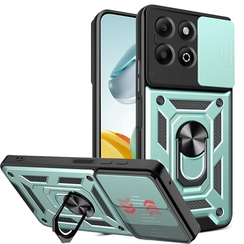 BOKYAS Armor Hülle für Honor X6b 4G/X6b Plus/Honor X5b/X5b Plus mit Slide Kameraschutz Cover und Ring Ständer [Handyhülle Kompatibel Mit Auto Magnet] Militärischer Stoßfeste Case, Grün von BOKYAS