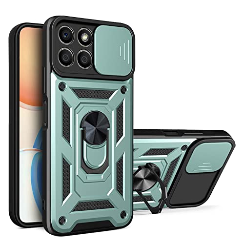 BOKYAS Armor Hülle für Honor X8 5G/Honor 70 Lite 5G/Honor X6 4G/X6s mit Slide Kameraschutz Cover und Ring Ständer [Handyhülle Kompatibel Mit Auto Magnet] Militärischer Stoßfeste Case, Grün von BOKYAS