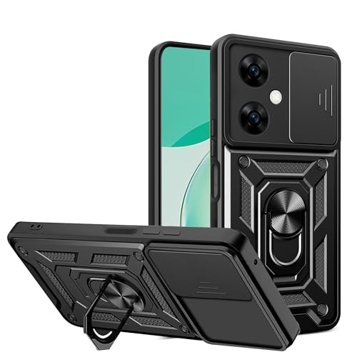 BOKYAS Armor Hülle für Huawei nova 11i mit Slide Kameraschutz Cover und Ring Ständer [Handyhülle Kompatibel Mit Auto Magnet] Militärischer Stoßfeste Case, Schwarz von BOKYAS