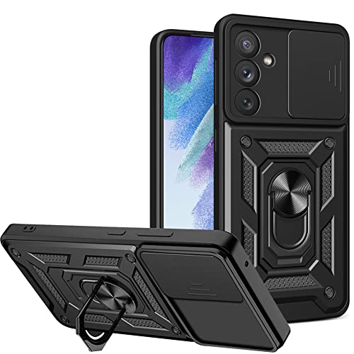 BOKYAS Armor Hülle für Samsung Galaxy A54 5G mit Slide Kameraschutz Cover und Ring Ständer [Handyhülle Kompatibel Mit Auto Magnet] Militärischer Stoßfeste Case, Schwarz von BOKYAS